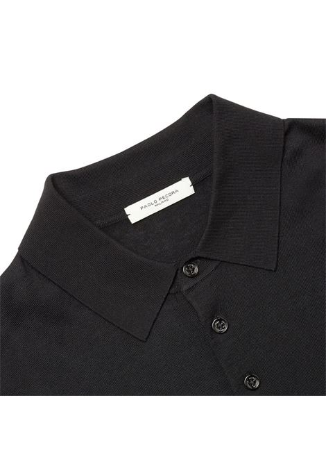 Polo in Maglia Nera di Seta Cotone Extrafine PAOLO PECORA | Maglieria | A008 F2009000